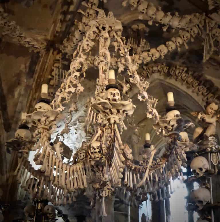 Visiting the Kutná Hora Bone Church from Prague (2024) 1 Famous Bone Church Chandelier