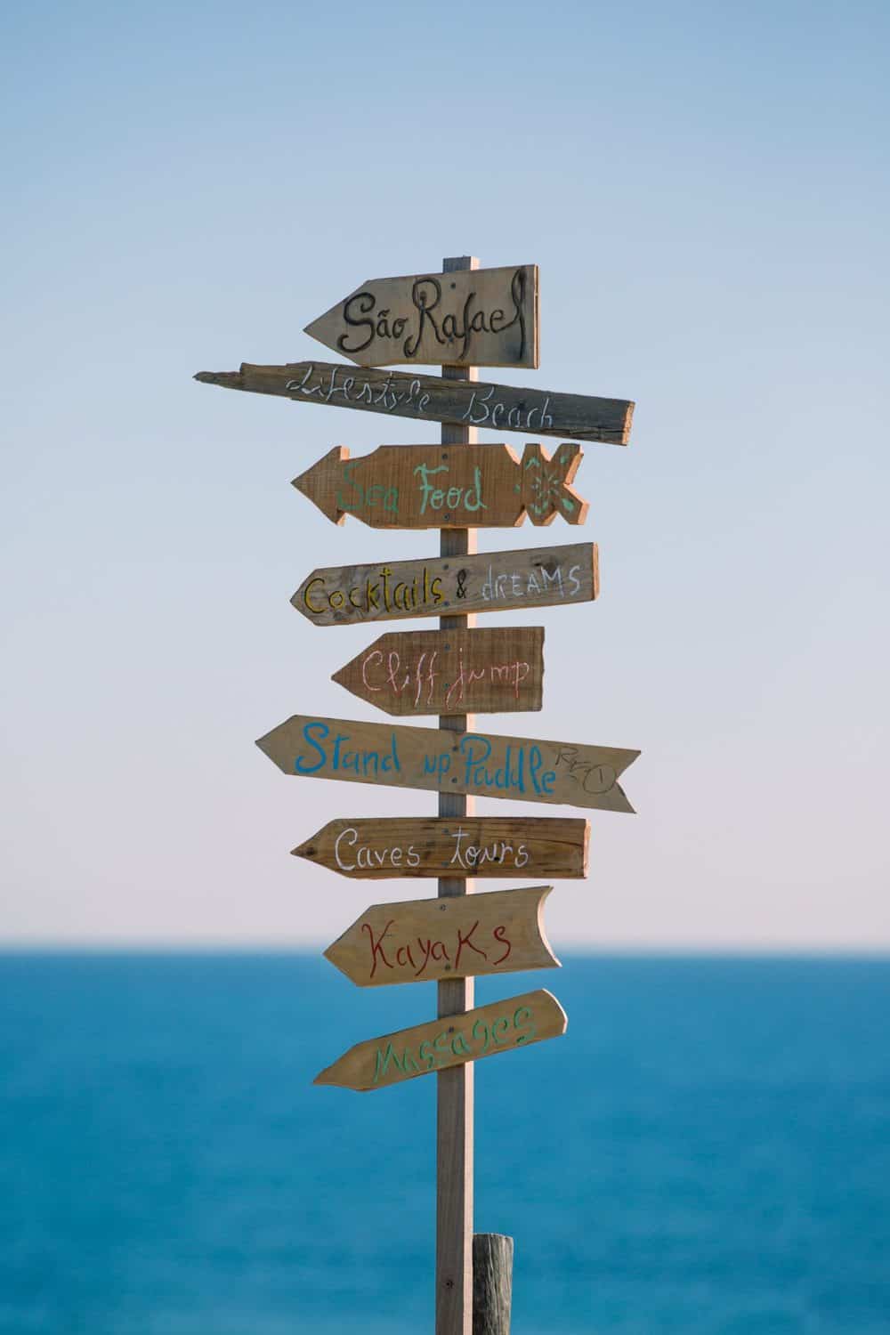 How I Travel Plan: Travel Planning Tips 1 Direction sign on a beach with different activities listed