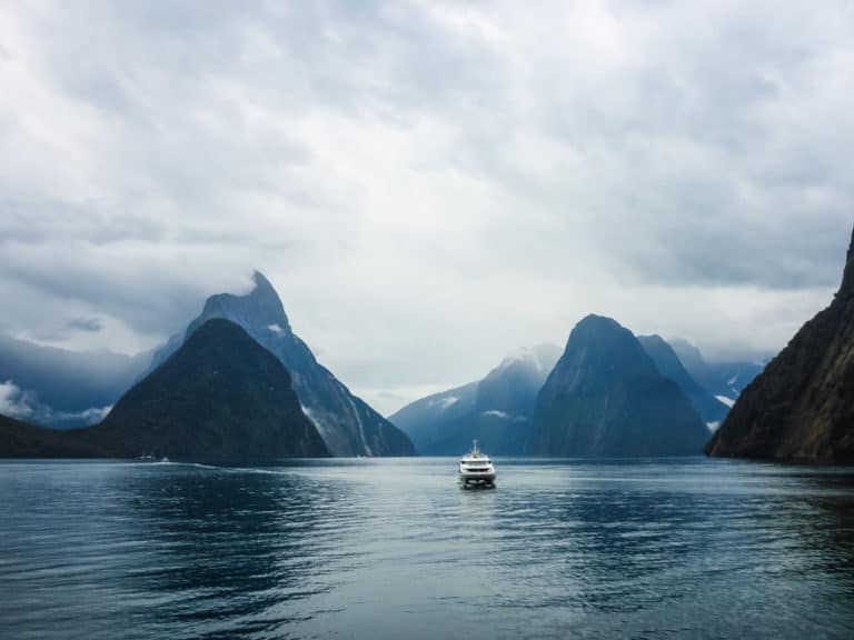 Ferry in Milford Sound - Winter- What is the best time of year to visit New Zealand?