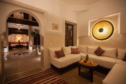 Riad Le Clos Des Arts: Honest Hotel Review 3 View of the communal sofa areas in the courtyards at the riad hotel in Marrakech