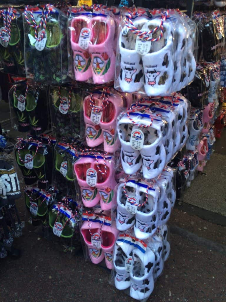 What You Need to Know Before Travelling to Amsterdam Alone 6 Display of souvenir clogs at the Amsterdam flower market