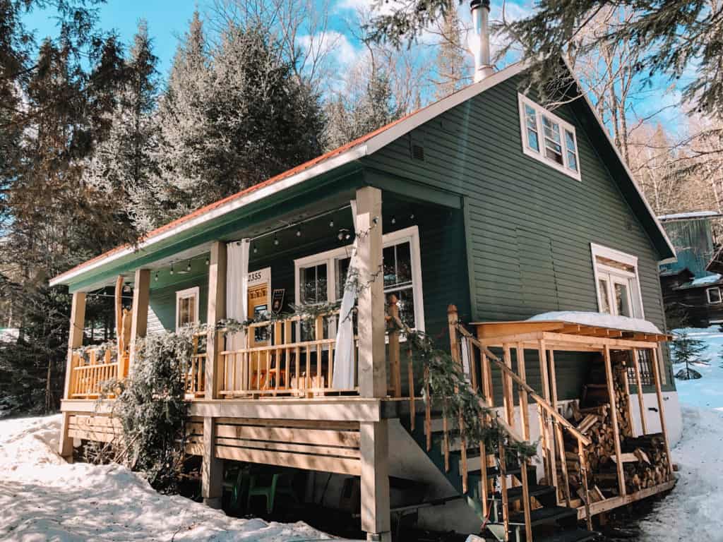 10 Best Things to Do in Mont Tremblant in Summer (2024) 7 Mont Tremblant green cabin outside of the village where you can stay in the summer