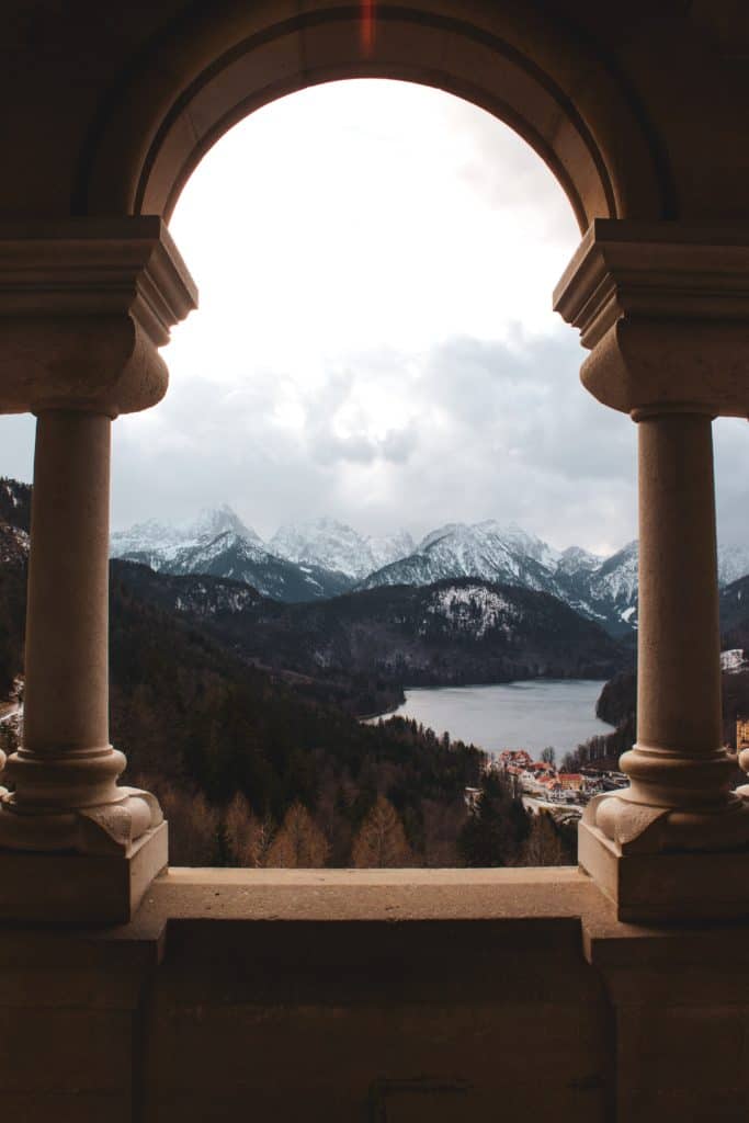 How to Visit Neuschwanstein Castle in Winter 2024 15 View of the Bavarian Alps in winter from inside Neuschwanstein Castle