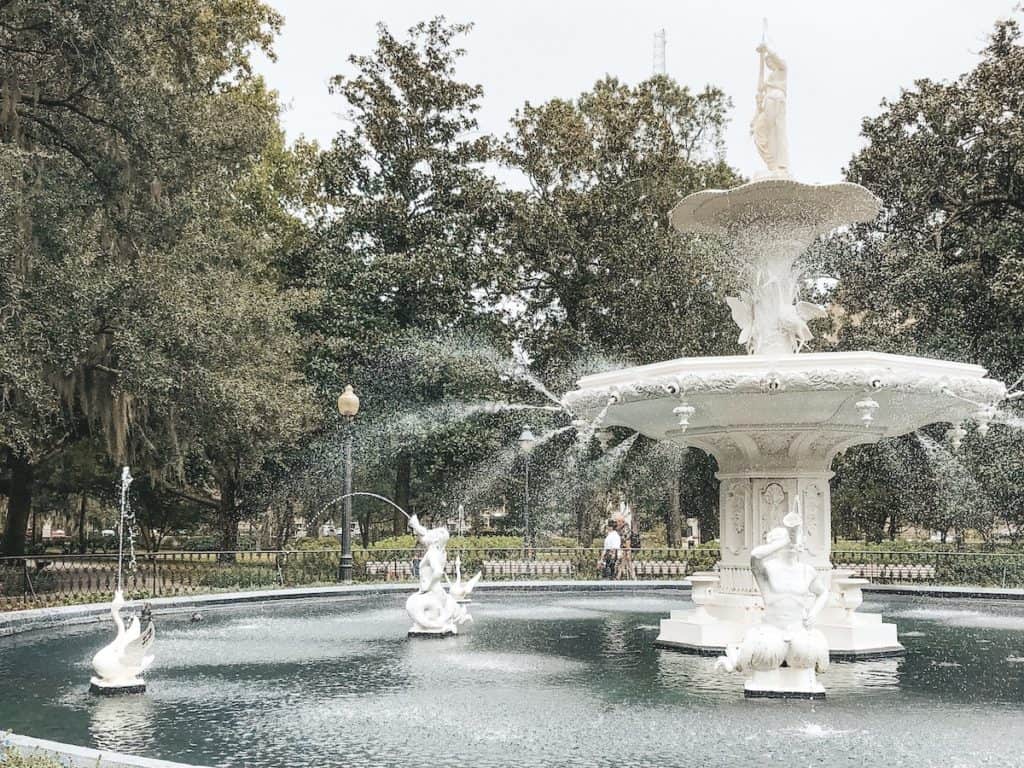 27 Best Weekend Getaways in the US 19 Savannah Park fountain with water dripping