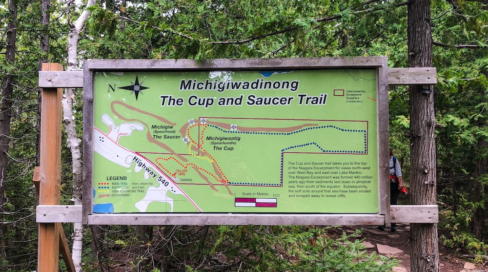 Hiking the Cup and Saucer Trail on Manitoulin Island 2 cup and saucer map