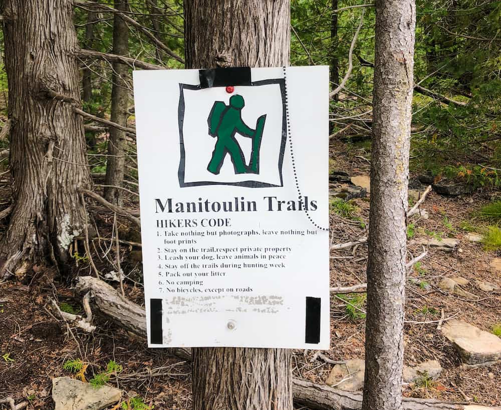 Hiking the Cup and Saucer Trail on Manitoulin Island 14 Trail rules for hiking Manitoulin Island