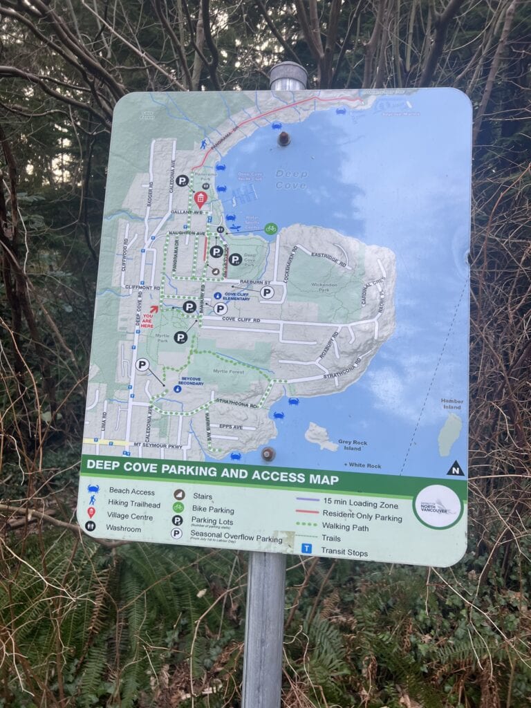 23 Best Things to Do in Deep Cove, BC 2024 19 Deep Cove parking map showing spots for parking and overflow parking.