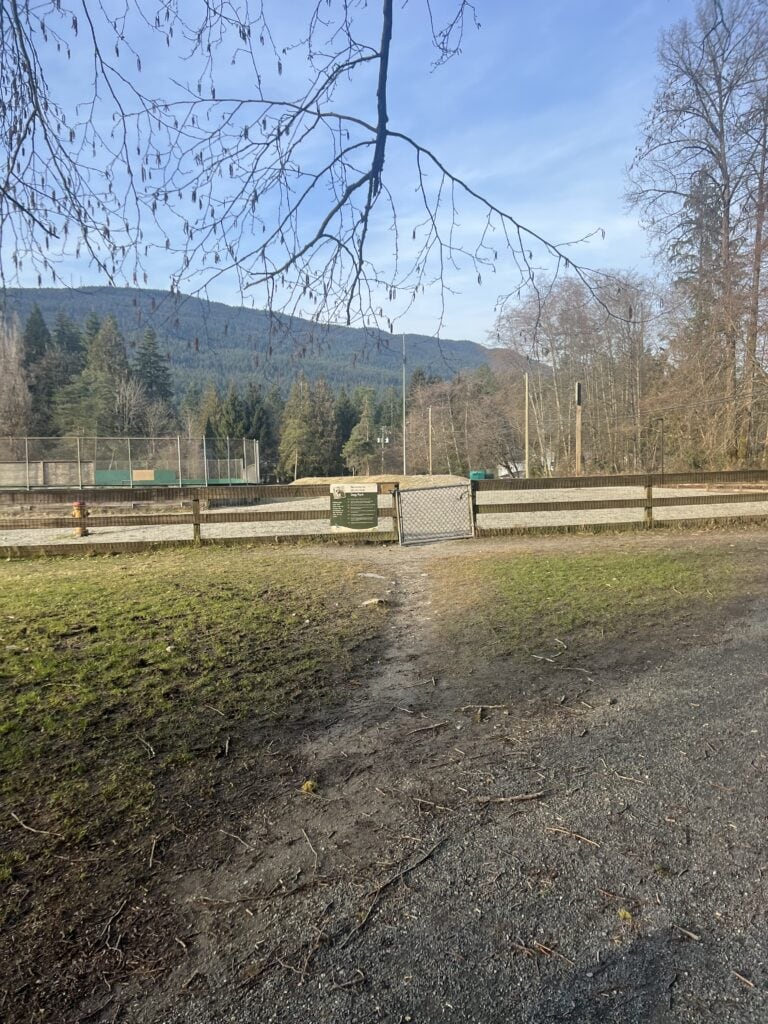 23 Best Things to Do in Deep Cove, BC 2024 12 Dog park at Myrtle Park in Deep Cove. Fenced area of dirt in a grassy park. This is a great thing to do with a dog.