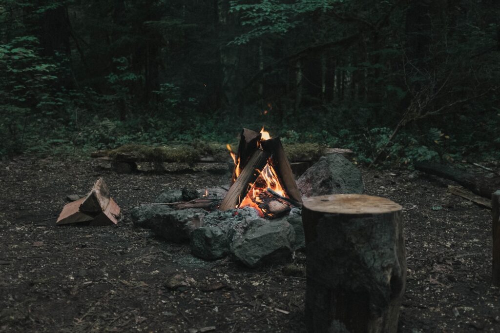 Where to Stay Near Jasper National Park: 16 Best Hotels 18 Thre chunks of wood placed otgether to form a bonfire. You can camp in Jasper National Mark specifically in the Wapipti Campground.