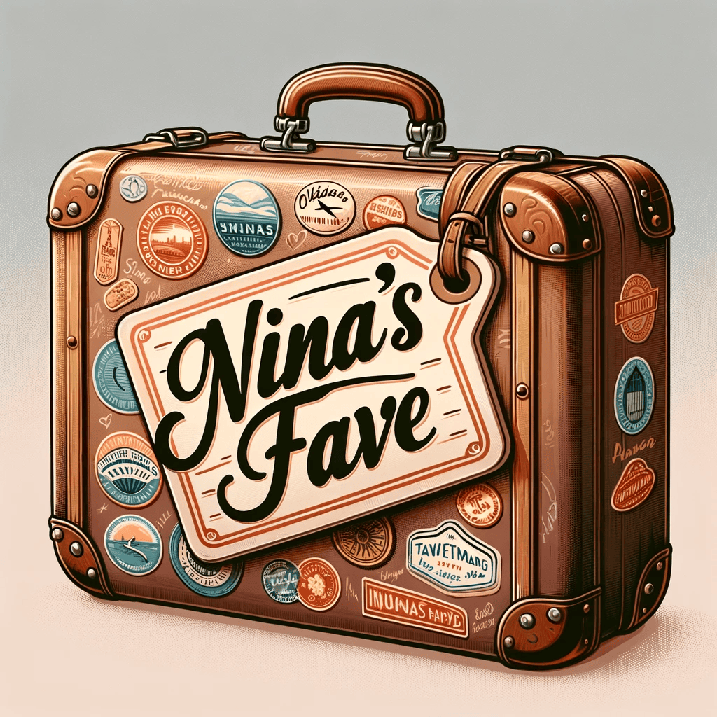 These Are the Deals Travelers and Expats Can't Miss This Black Friday 1 DALL·E 2023 10 30 11.40.09 Illustration of a vintage suitcase with travel stickers from various destinations. Resting on top of the suitcase a label with the words Ninas Fave