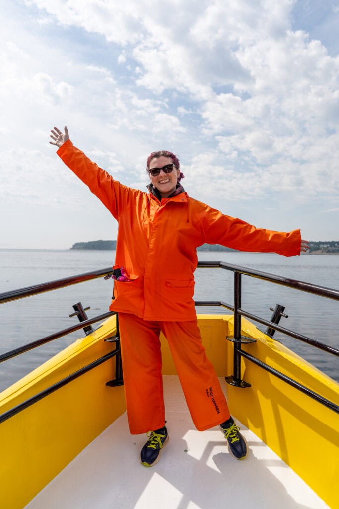 Whale Watching in Tadoussac: The Good, The Bad, The Wet 3 nina whale watching quebec jumpsuit